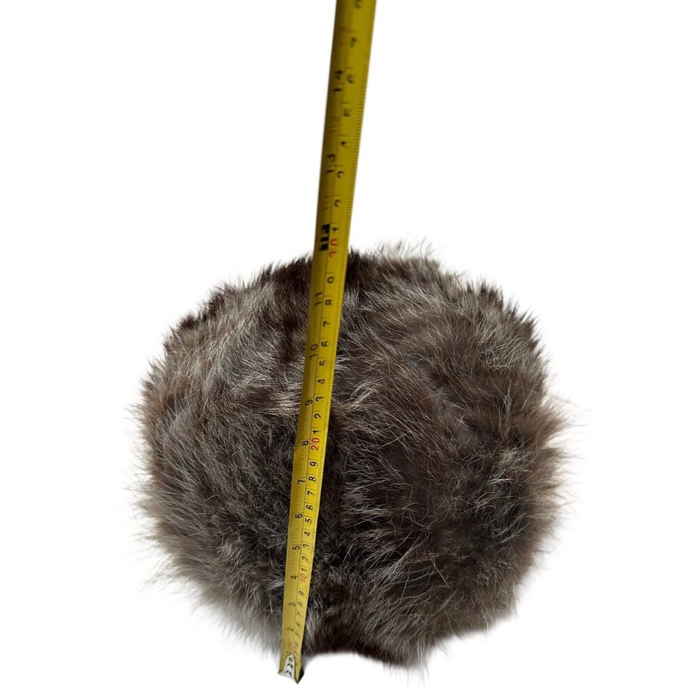 Genuine Raccoon Fur Accent Pillow – Modern Round Luxe Home Decor Black - Picture 5 of 8